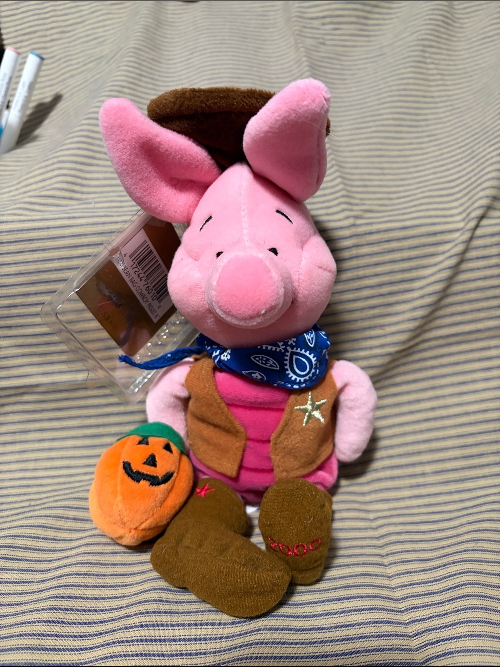 NWT 2000 Piglet Halloween Cowboy Bean Bag Plush